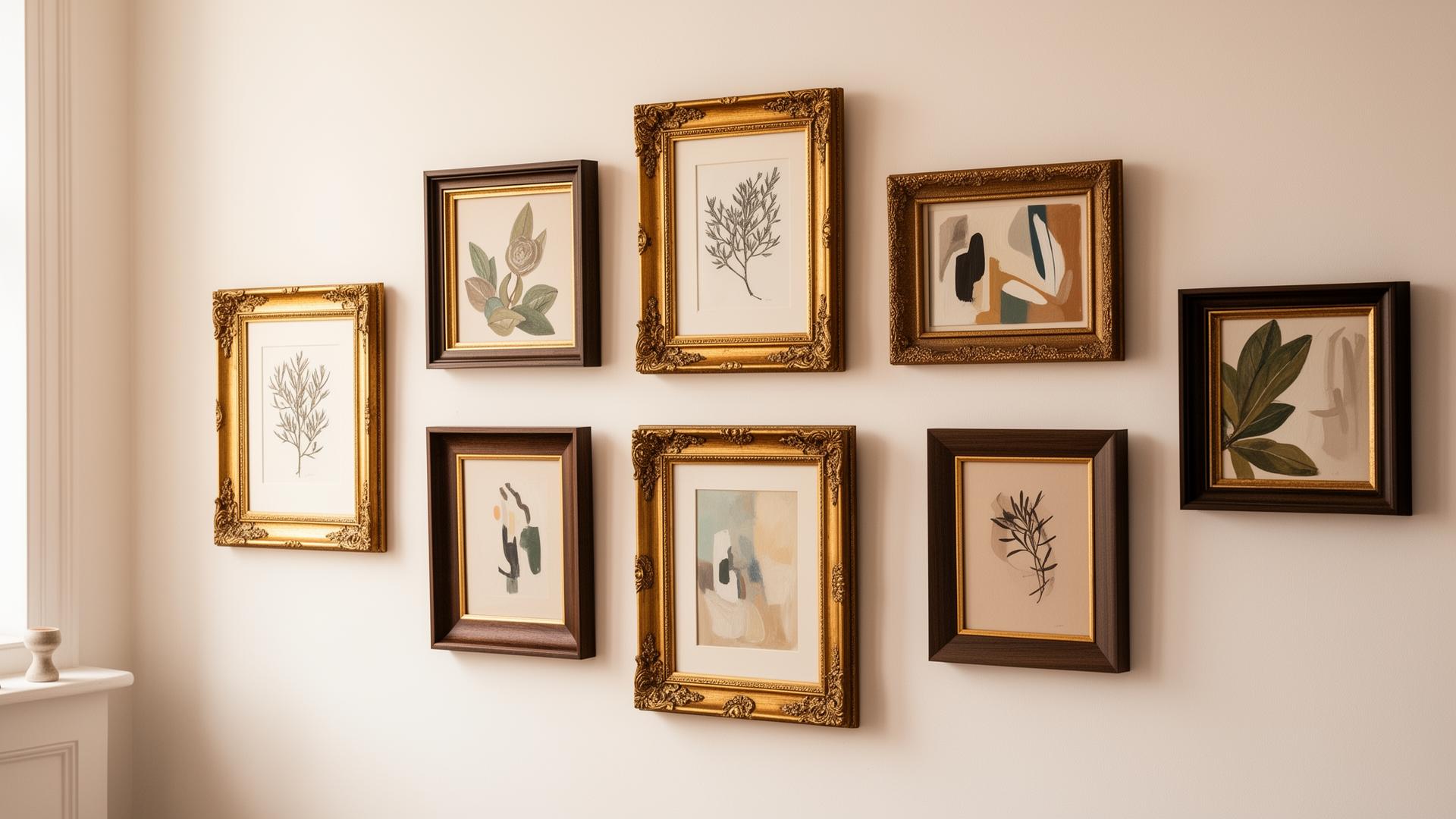 Curated gallery wall of bespoke framed artwork